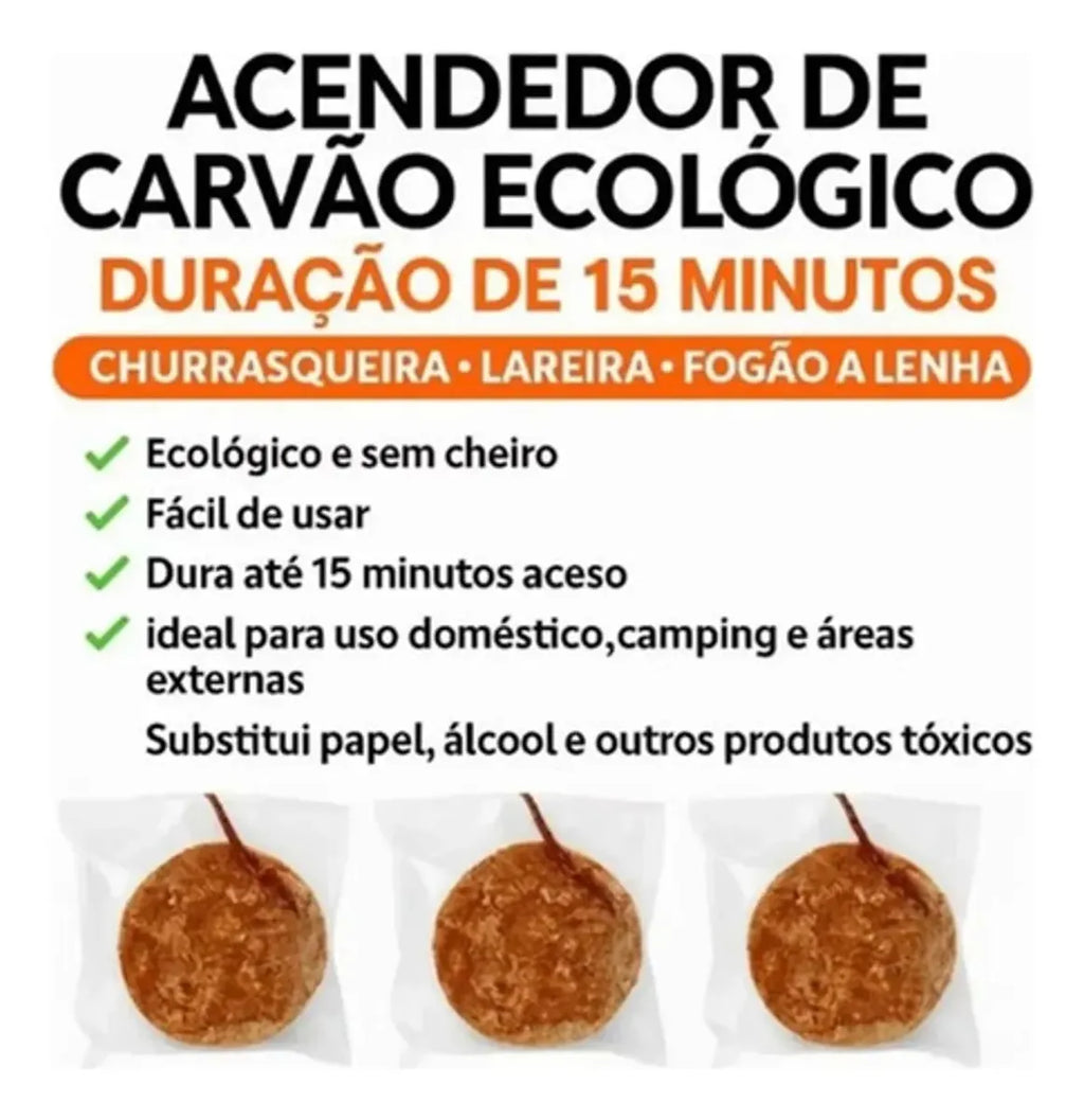 Acendedor para Carvão e Lenha Fogo Fácil – Cartela com 5 Unidades