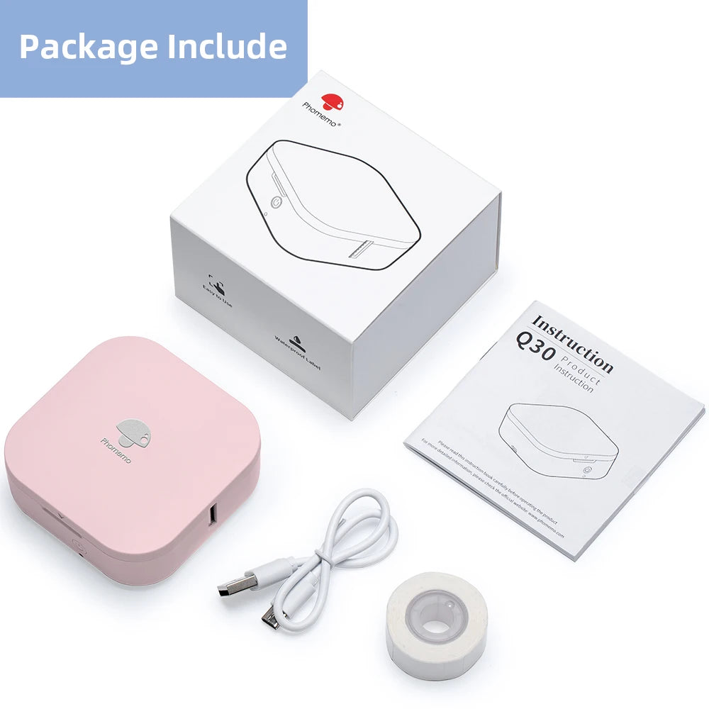 Zodzi Q30 Label Printer Mini Printer Pocket Thermal Label Maker Wireless Sticker Pocket Portable Printer Various Label Paper