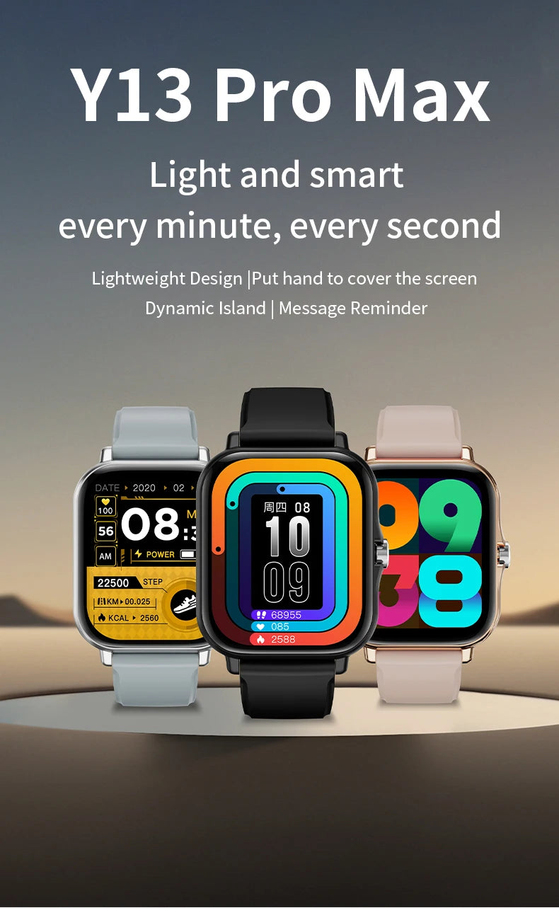 LAXASFIT 2026 New Y13 Pro Max Smart Watch Gift Full Touch Screen Sports Fitness Watch Bluetooth Talk Digital Smartwatch