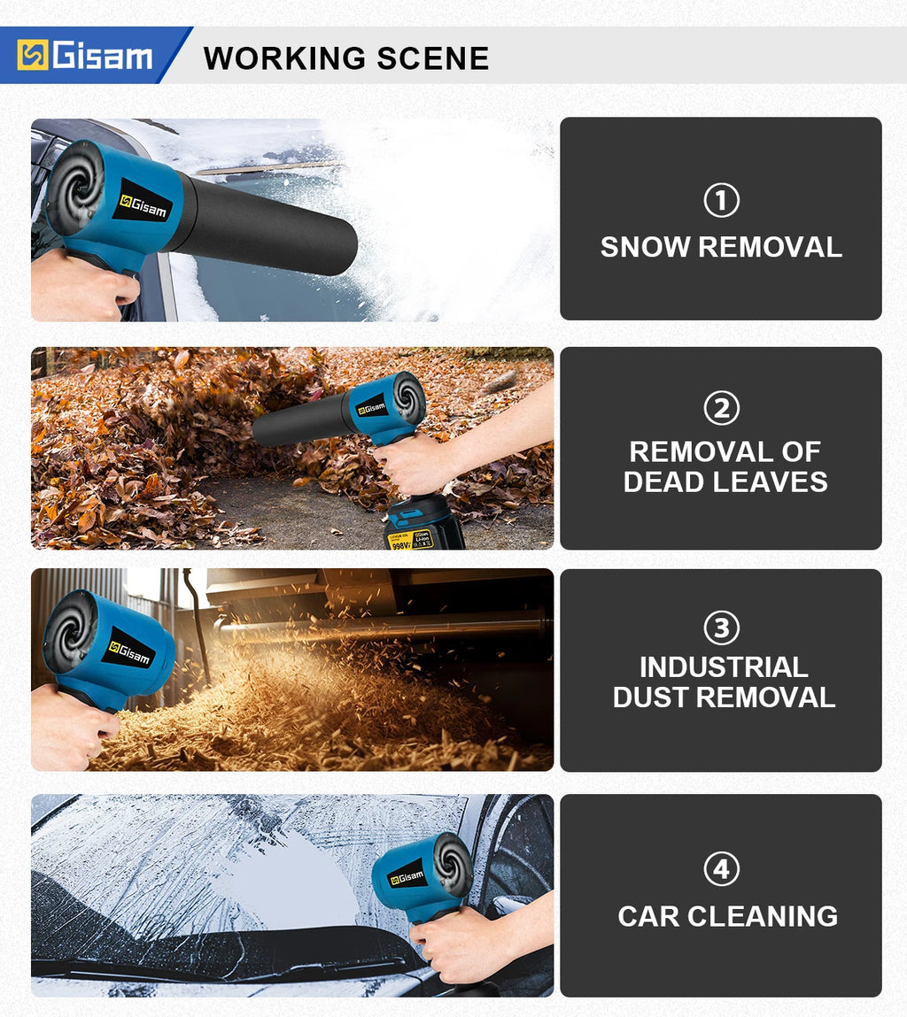 Gisam 300000RPM Brushless Electric Turbo Blowers Jet Fan 400M/S Handheld Leaf Blower Dust Blowing for Makita 18V Battery Pins