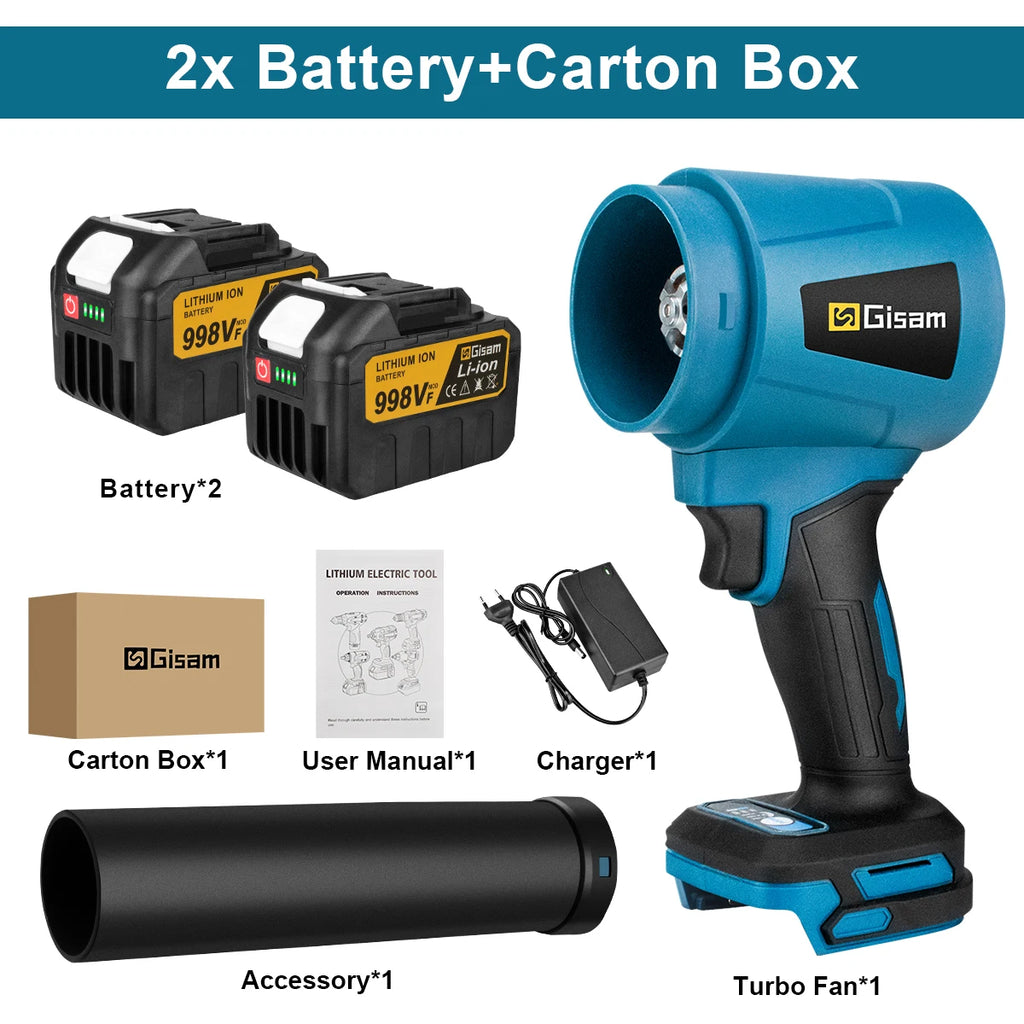 Gisam 300000RPM Brushless Electric Turbo Blowers Jet Fan 400M/S Handheld Leaf Blower Dust Blowing for Makita 18V Battery Pins