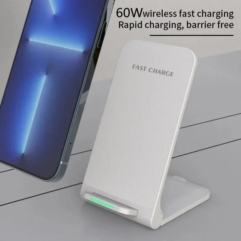 Wireless Charger Station For iPhone 15 14 13 12 11 Pro Max Phone Stand Fast Charging Charger for Samsung Xiaomi Foldable