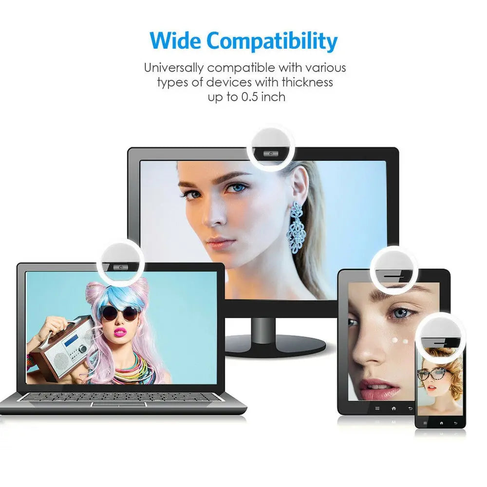 Ring Light LED USB para Celular com Brilho Ajustável | Fotos, Vídeos e Chamadas