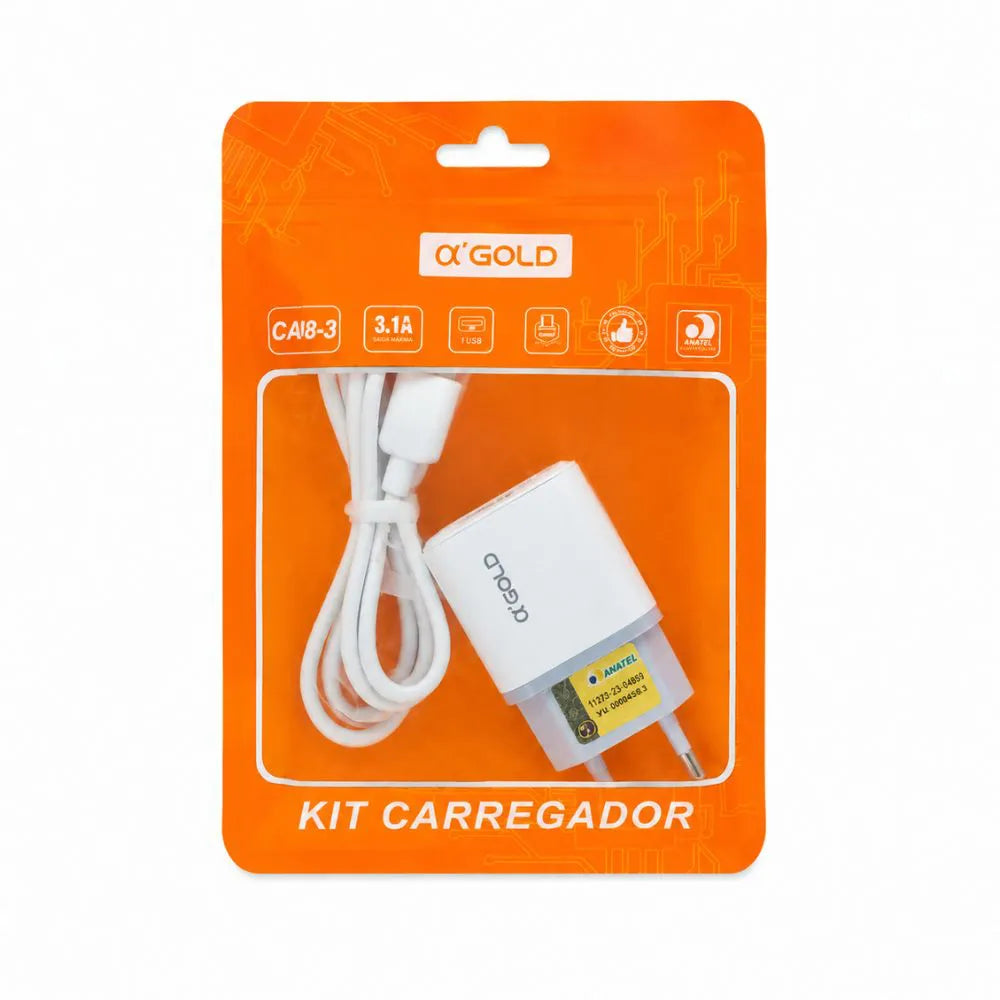 Kit Carregador com Cabo USB para Tipo-C