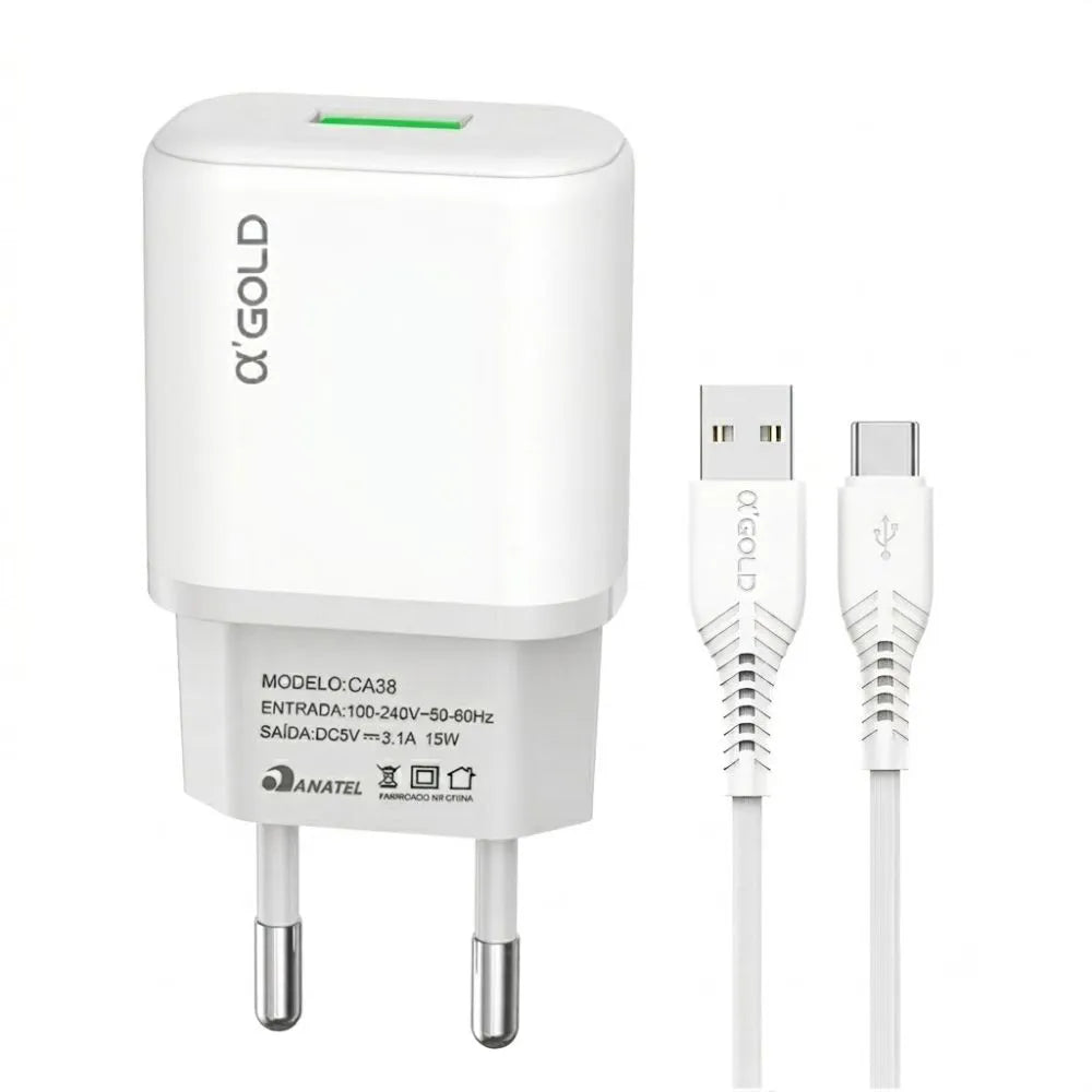 Kit Carregador com Cabo USB para Tipo-C